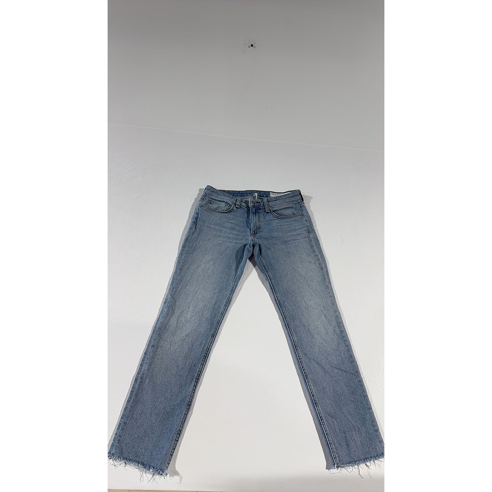 Rag & Bone Womens Light Wash Frayed Hem Jeans Size 24 Light Blue Denim